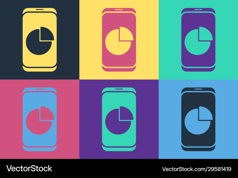 Pop art mobile phone with graph chart icon Pop art mobile phone with graph chart icon vector image