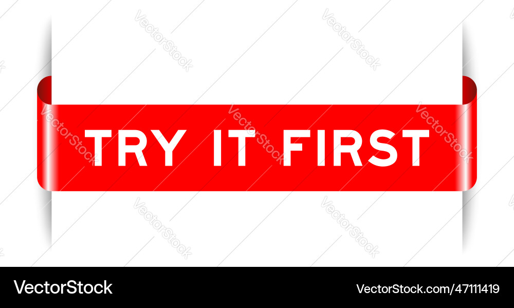 Red color inserted label banner with word try vector image