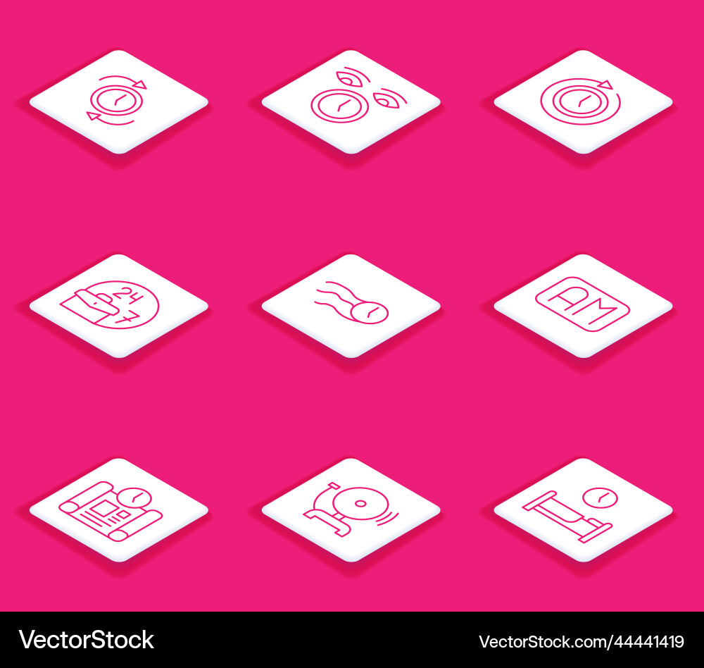 Set line clock with arrow always busy time flies Set line clock with arrow always busy time flies vector image