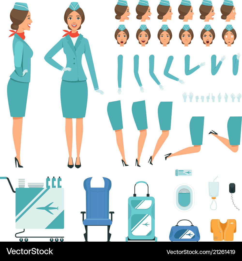 Stewardess Character Set vector image