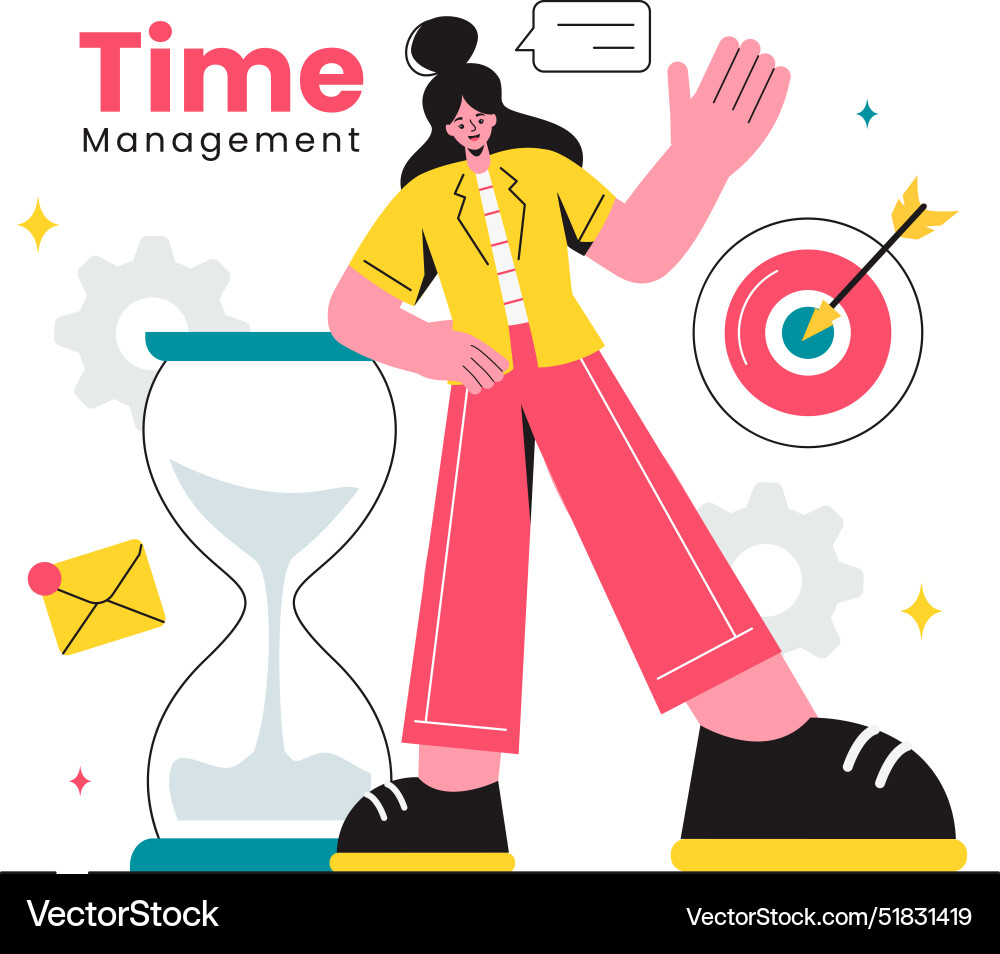 Time management with clock controls and task Time management with clock controls and task vector image