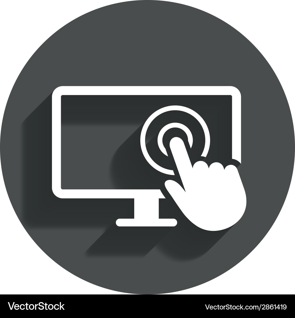 Touch screen monitor sign icon hand pointer vector image