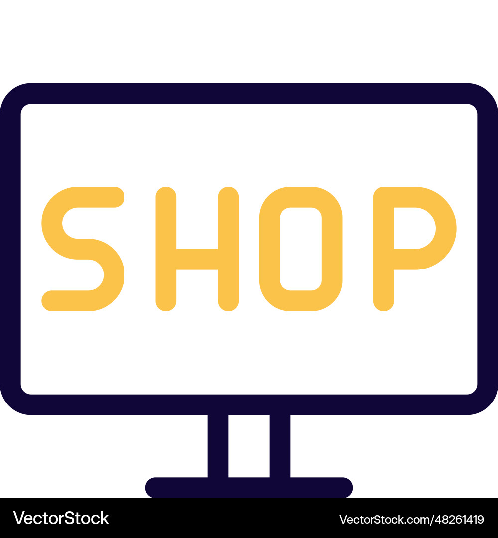 Using a computer for conducting shopping online vector image