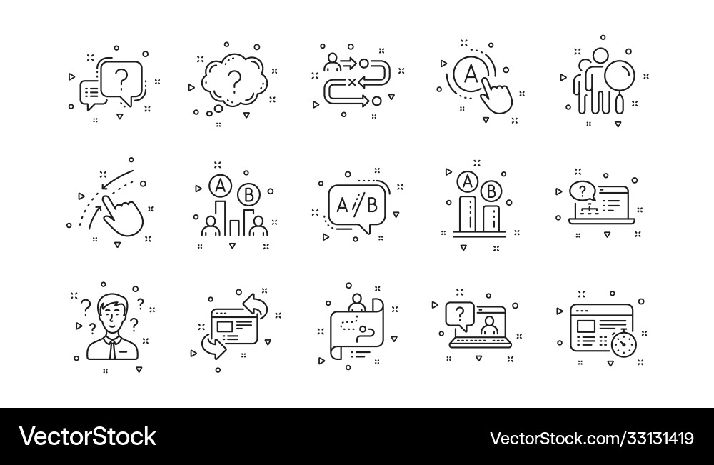 Ux line icons ab testing journey path map Ux line icons ab testing journey path map Vector Image