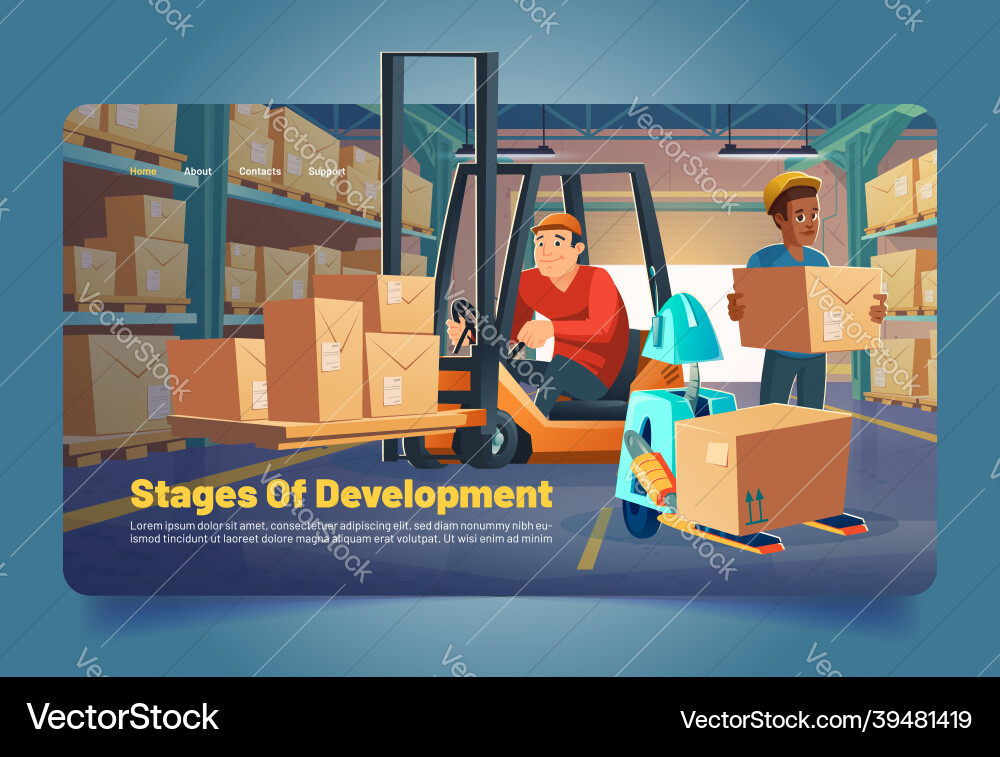 Warehouse Workers Loading Boxes Vector Image