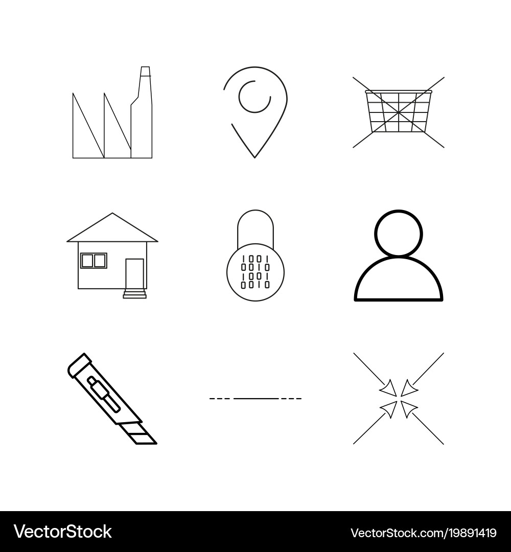 Web linear icon set simple outline icons vector image