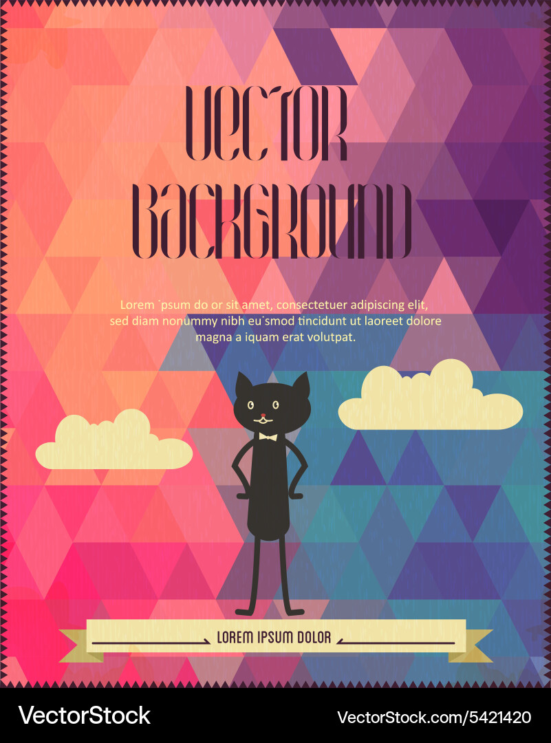 Background with clouds and cat Vector Image