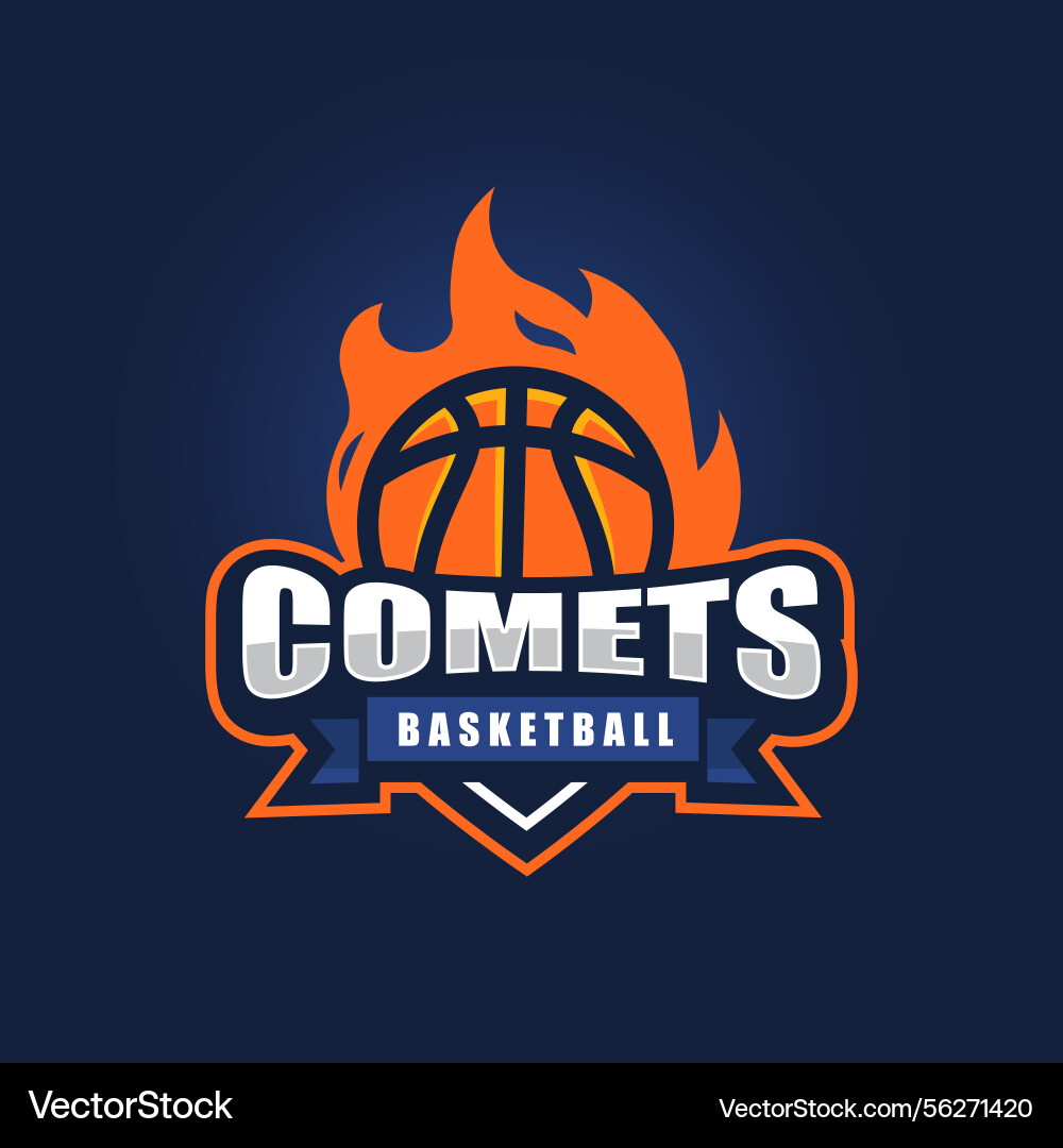 Basketball ball on fire logo Basketball ball on fire logo vector image