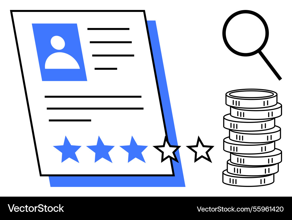 Candidate profile evaluation with rating stars Candidate profile evaluation with rating stars vector image