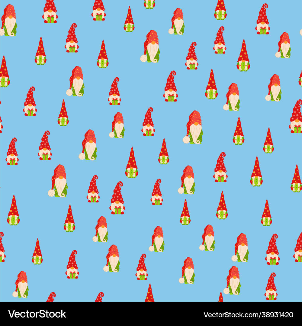Christmas seamless pattern with gnomes Christmas seamless pattern with gnomes vector image