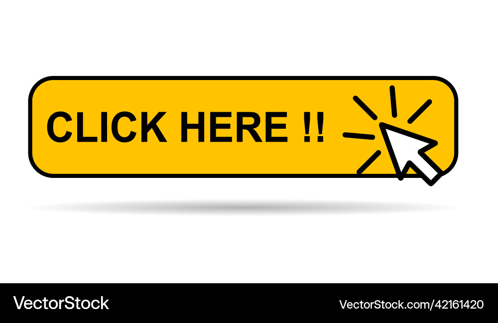 Click here web button with shadow internet flat Vector Image