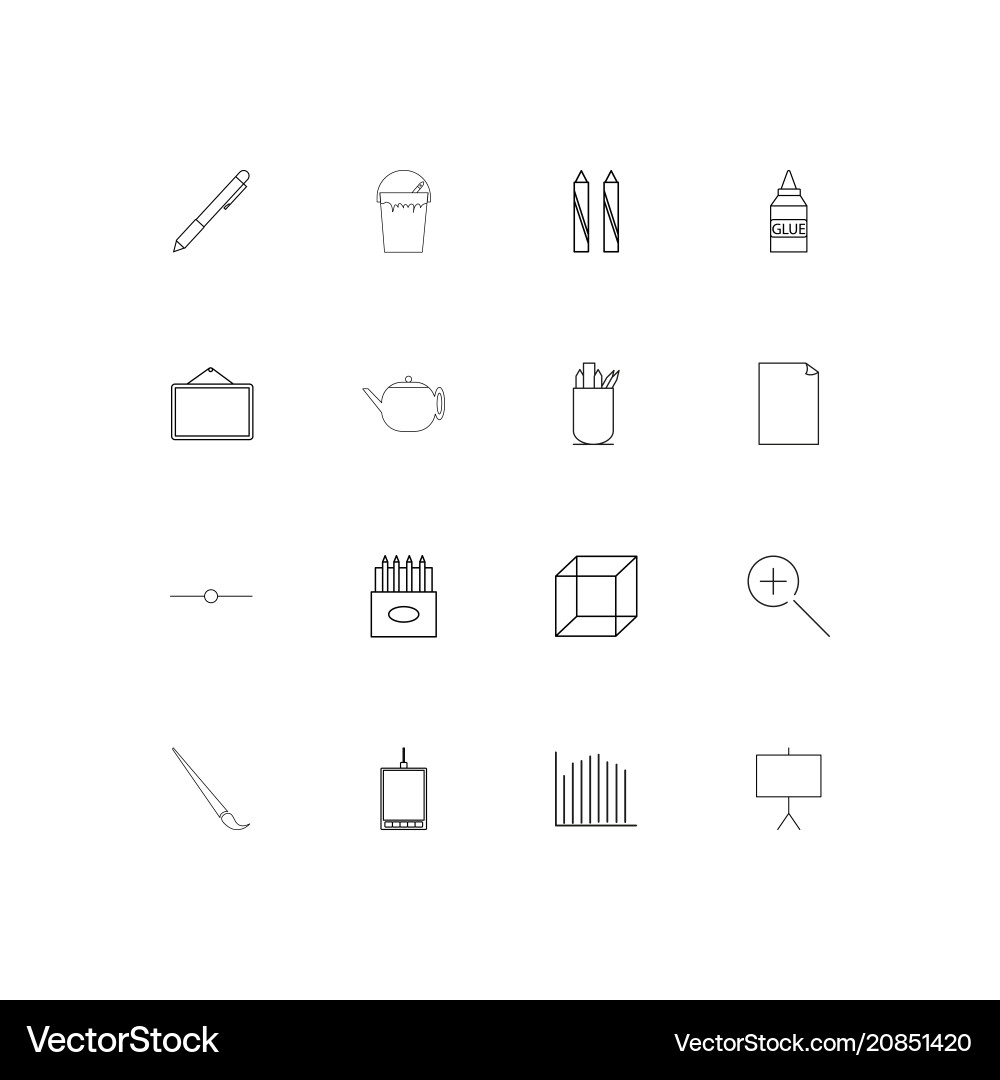 Creative process and design linear thin icons set vector image