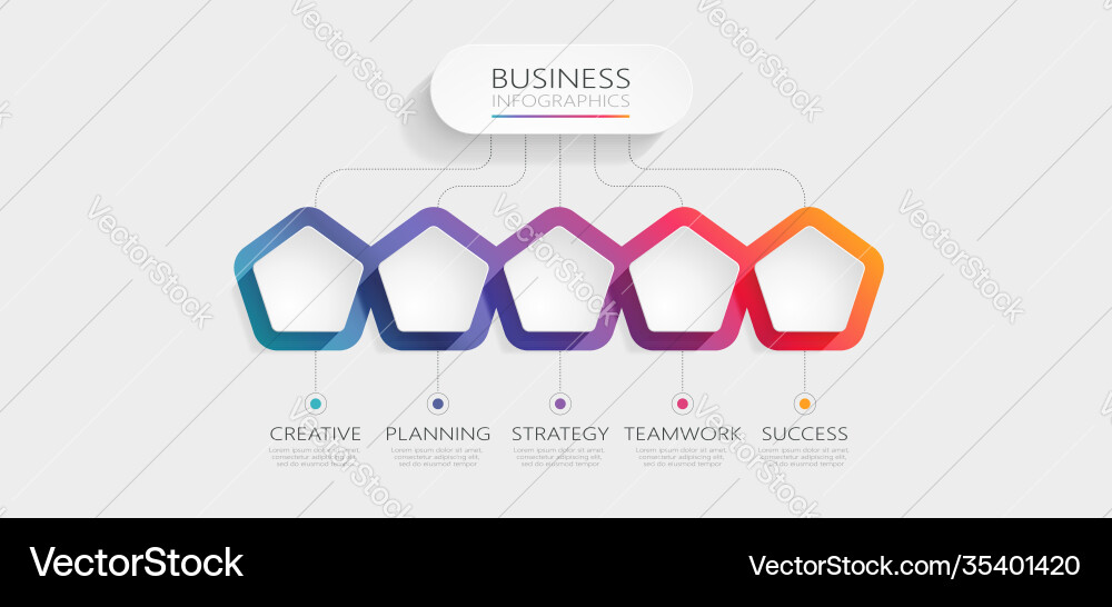 Moderne 3d Infographic Vorlage mit 5 Schritten Moderne 3d Infographic Vorlage mit 5 Schritten vektorbild