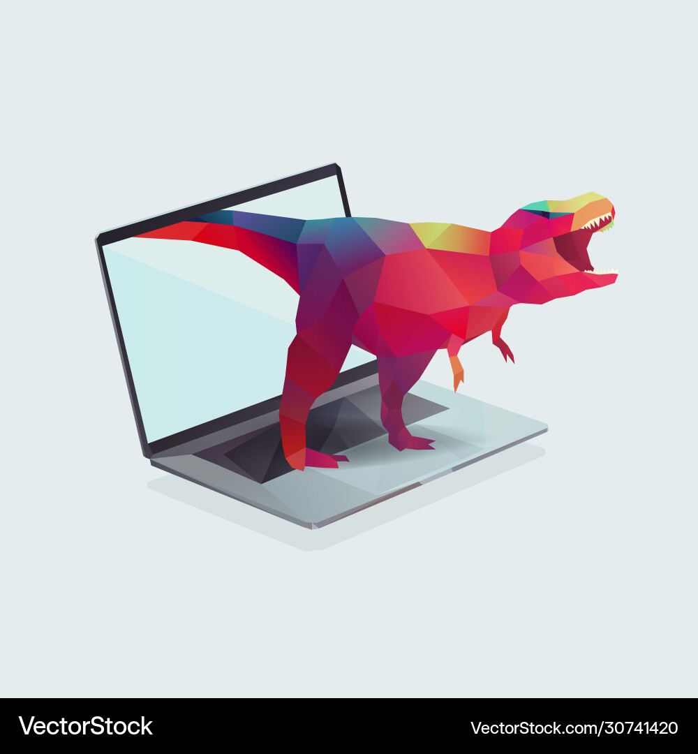 Notebook with polygon dinosaur vector image