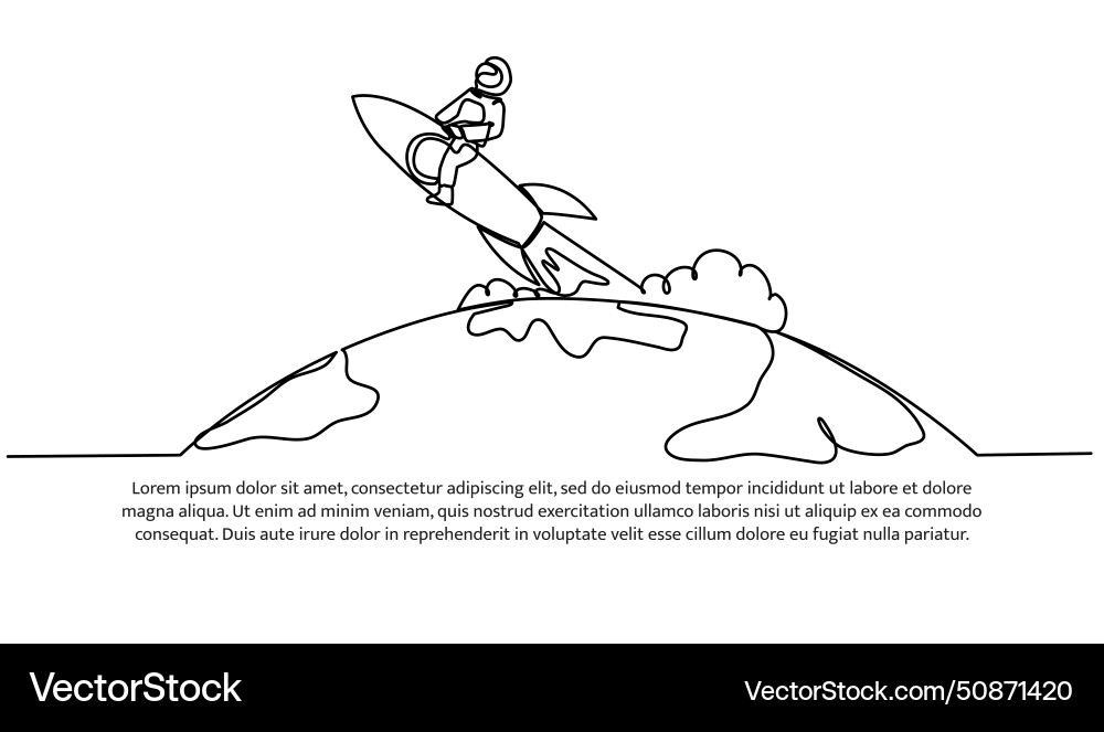 One continuous line of spaceman doing research One continuous line of spaceman doing research vector image