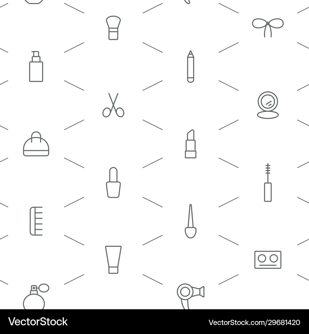 Seamless make up icons pattern on white background Vector Image