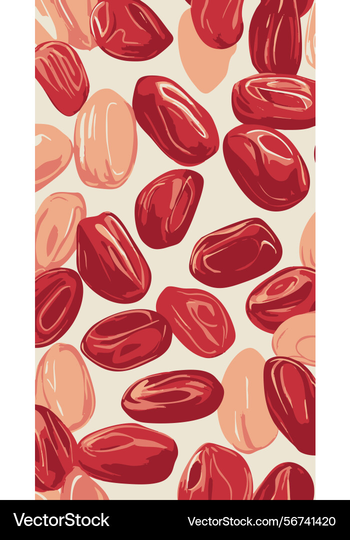 Seamless pattern of hand-drawn red dates on light Seamless pattern of hand-drawn red dates on light Vector Image