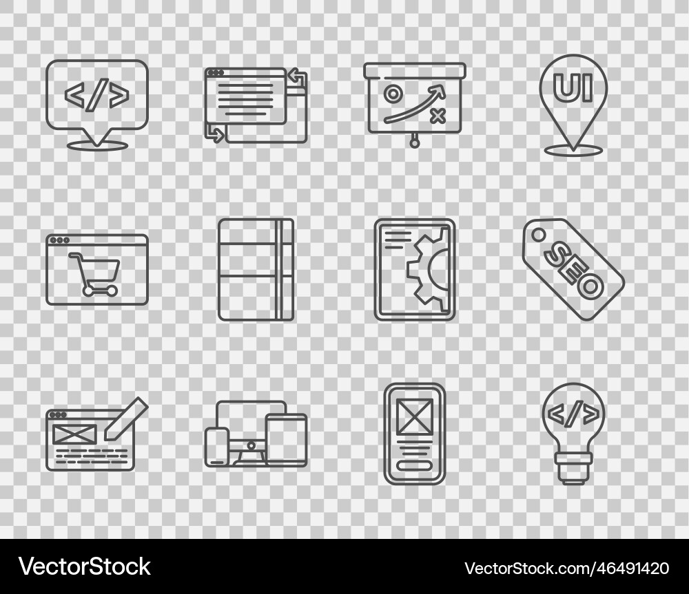 Set line ui or ux design front end development Set line ui or ux design front end development vector image
