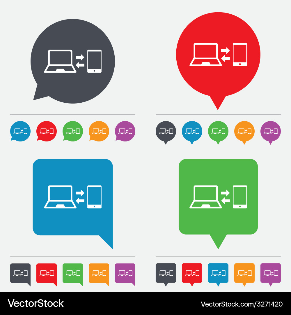 Synchronization icon notebook with smartphone Vector Image