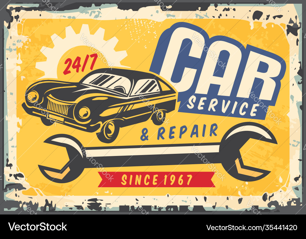 Vintage Car Service Sign Vector Image