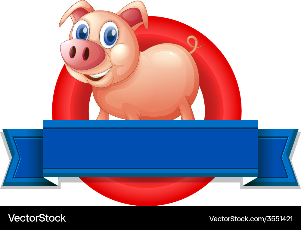 An empty label with a pig vector image