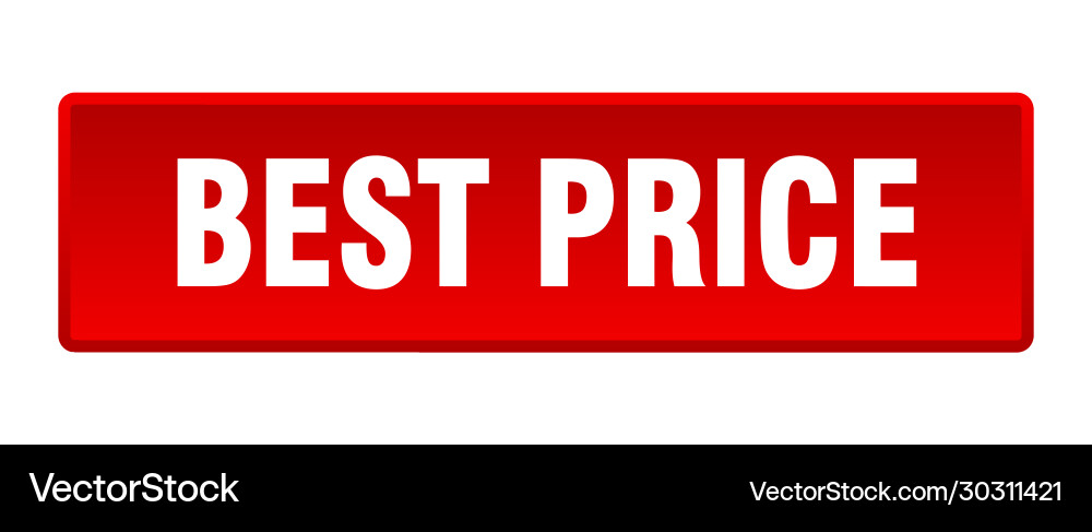 Best price button square red push vector image