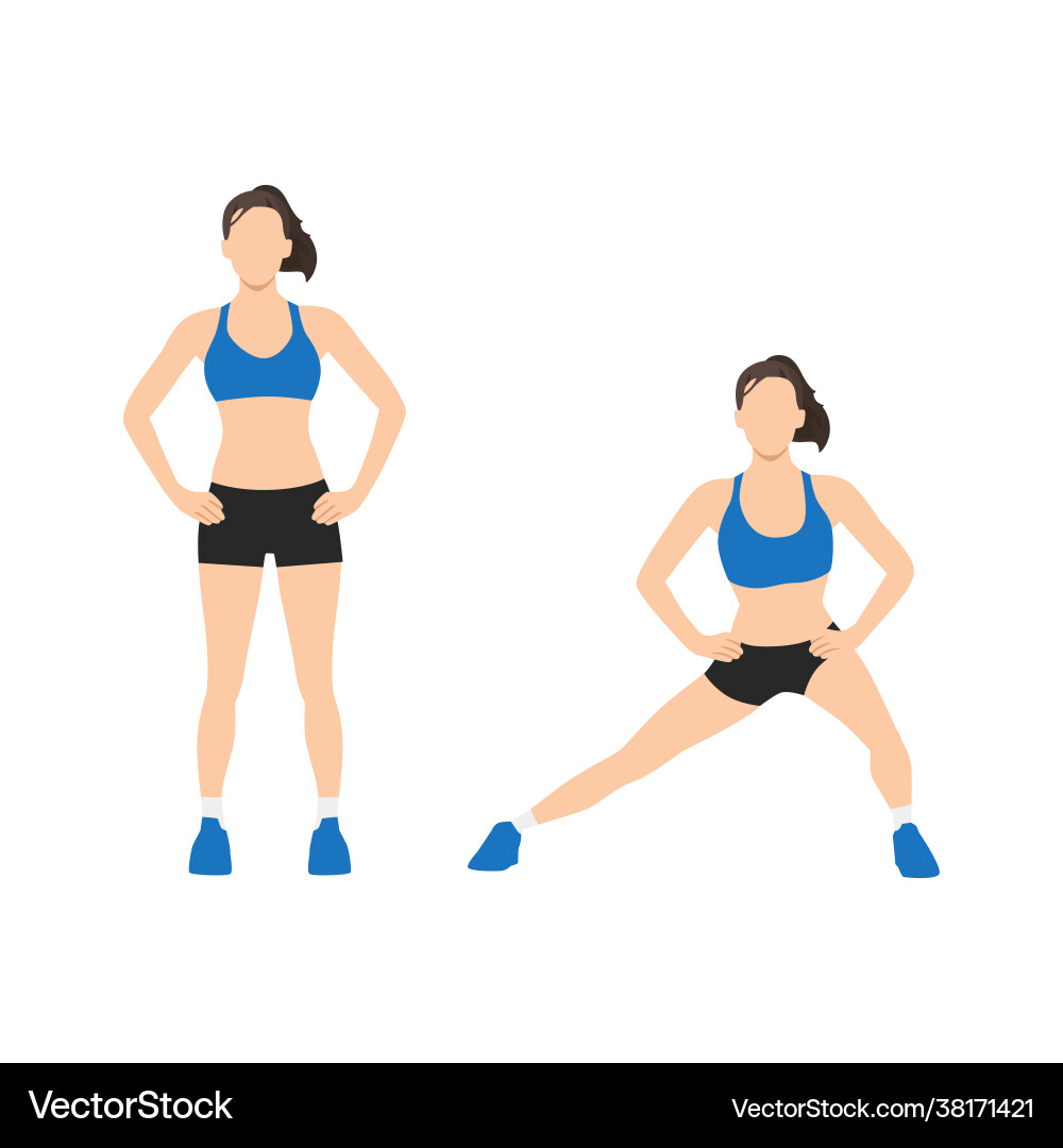 Body weight side steps lateral lunges Royalty Free Vector