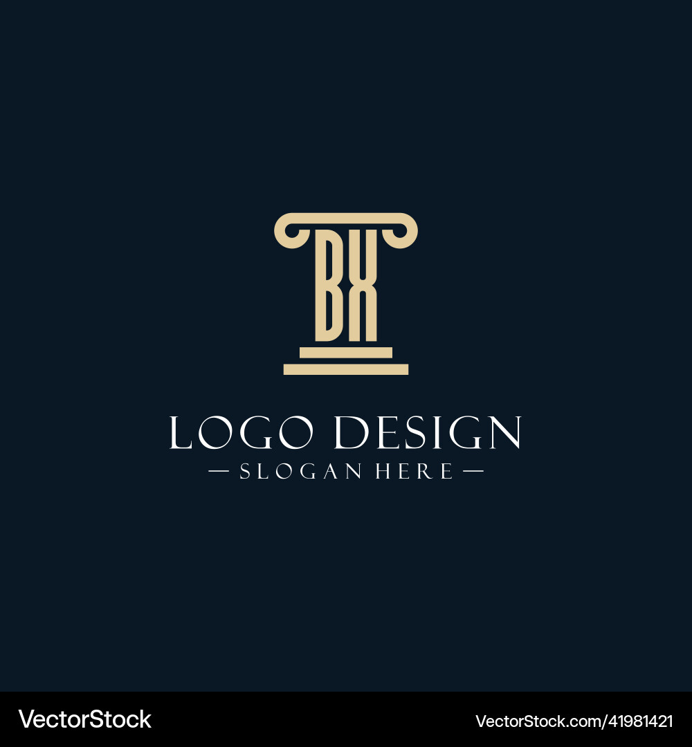 Bx initial monogram logos with pillar shapes style Vector Image