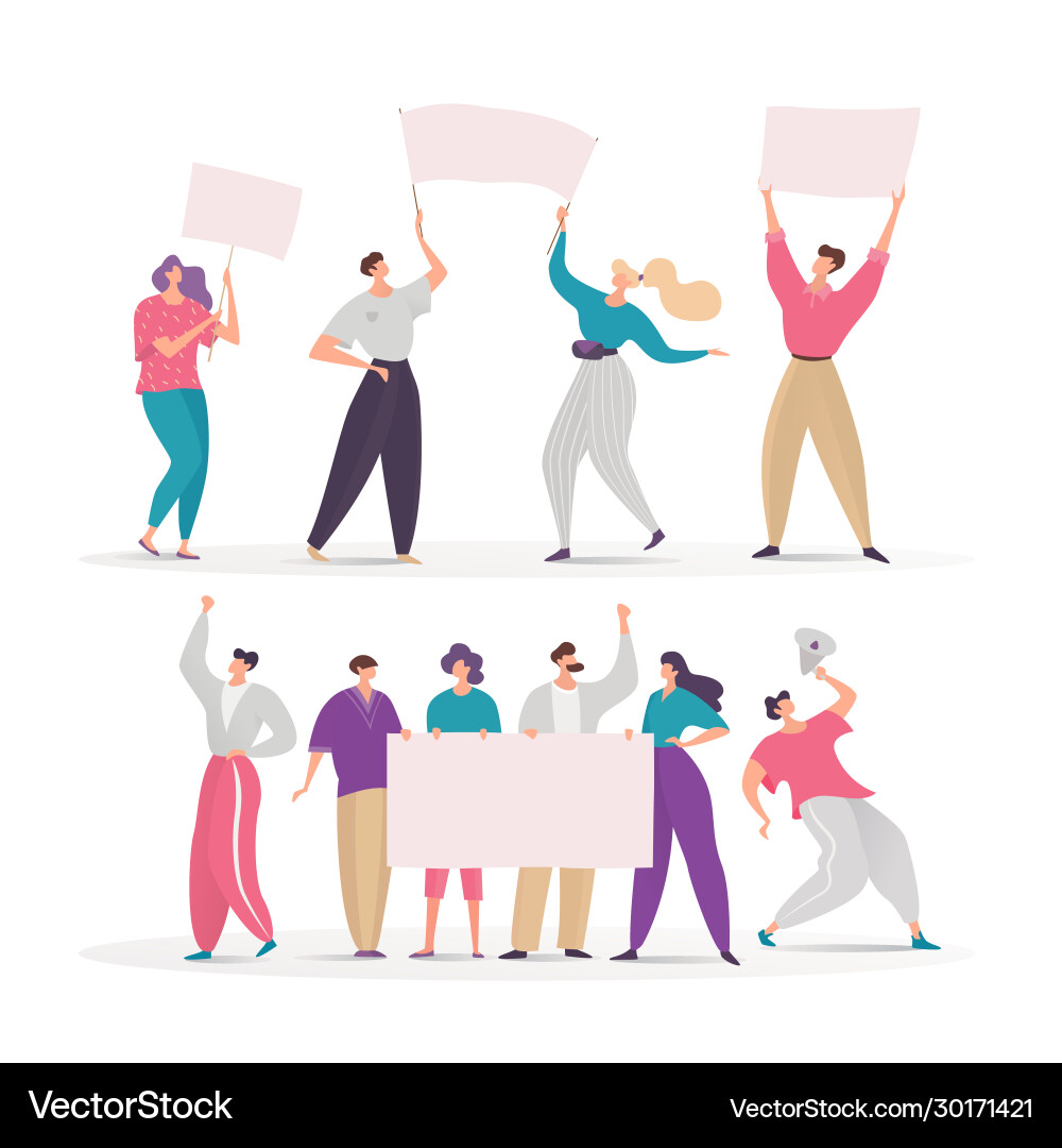 Crowd Demonstranten nehmen teil Crowd Demonstranten nehmen teil vektorbild