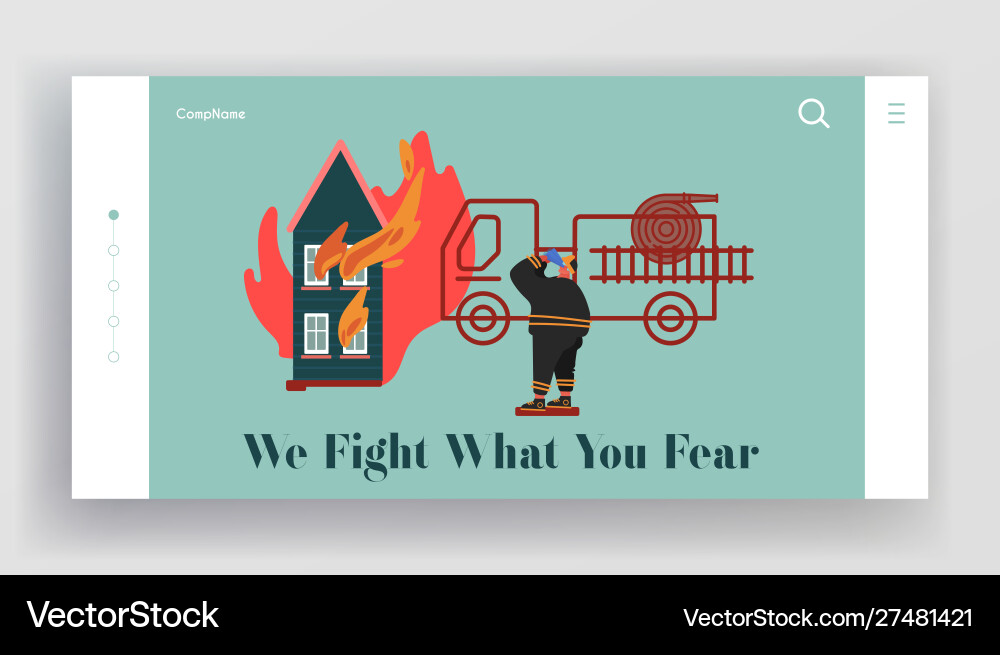 Feuerrettungsabteilung Landing Page Feuerwehrmann Feuerrettungsabteilung Landing Page Feuerwehrmann vektorbild