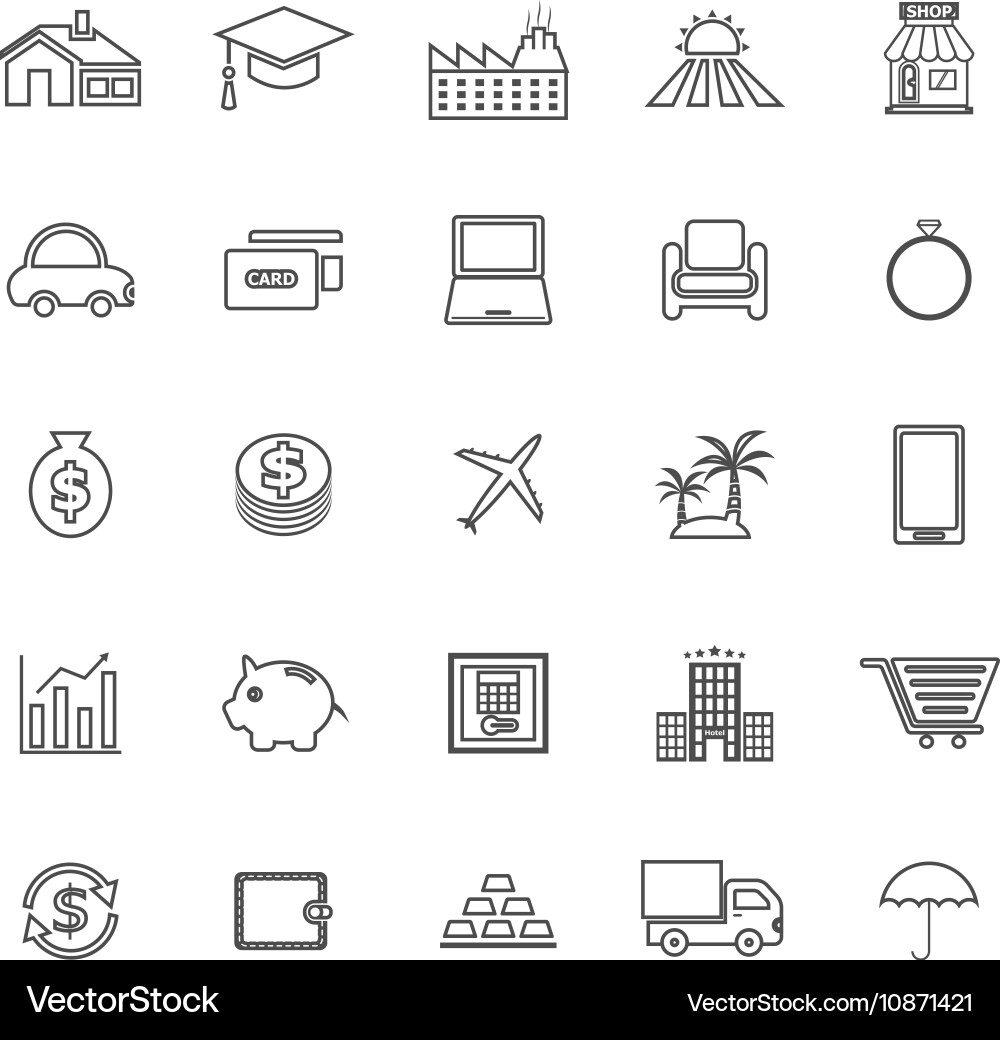 Financial Line Icons - Money & Loans Vector Image
