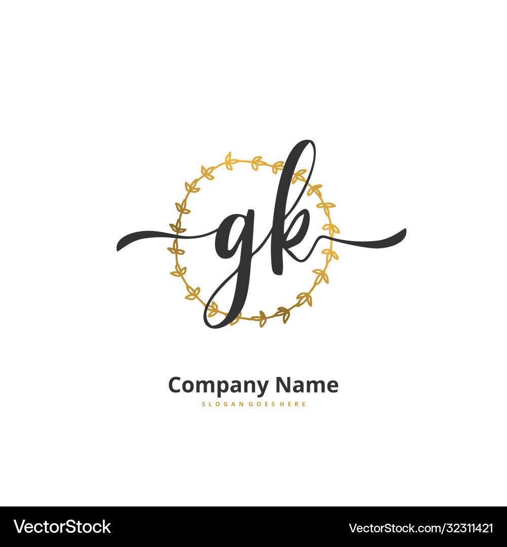 G k gk initial handwriting and signature logo G k gk initial handwriting and signature logo vector image