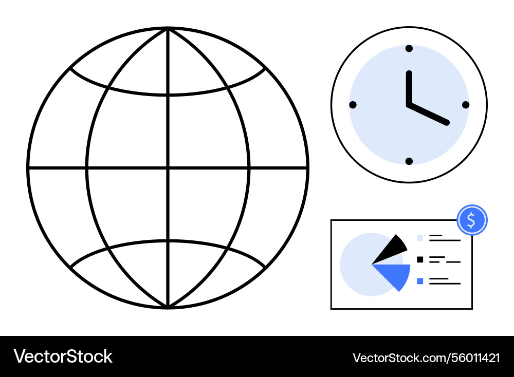 Global productivity management through time Global productivity management through time vector image