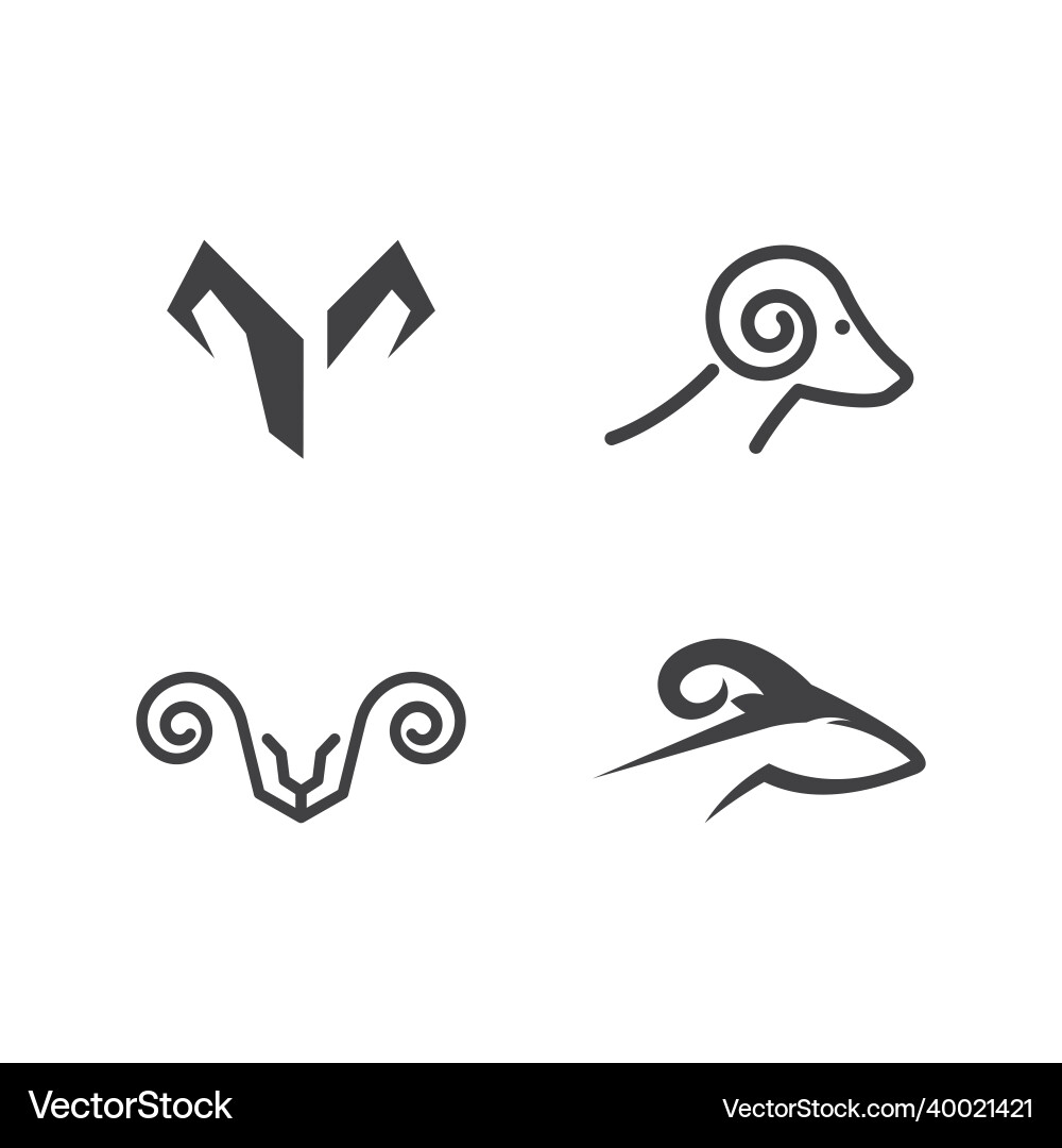 Horned Animal Logo - Goat or Ibex Vector Image