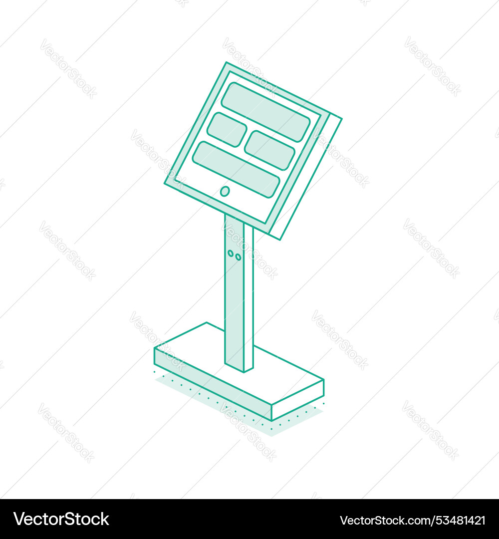 Isometric interactive kiosk self service terminal Isometric interactive kiosk self service terminal vector image