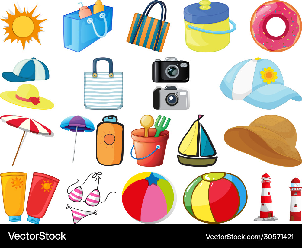 Large set different objects on white background Vector Image