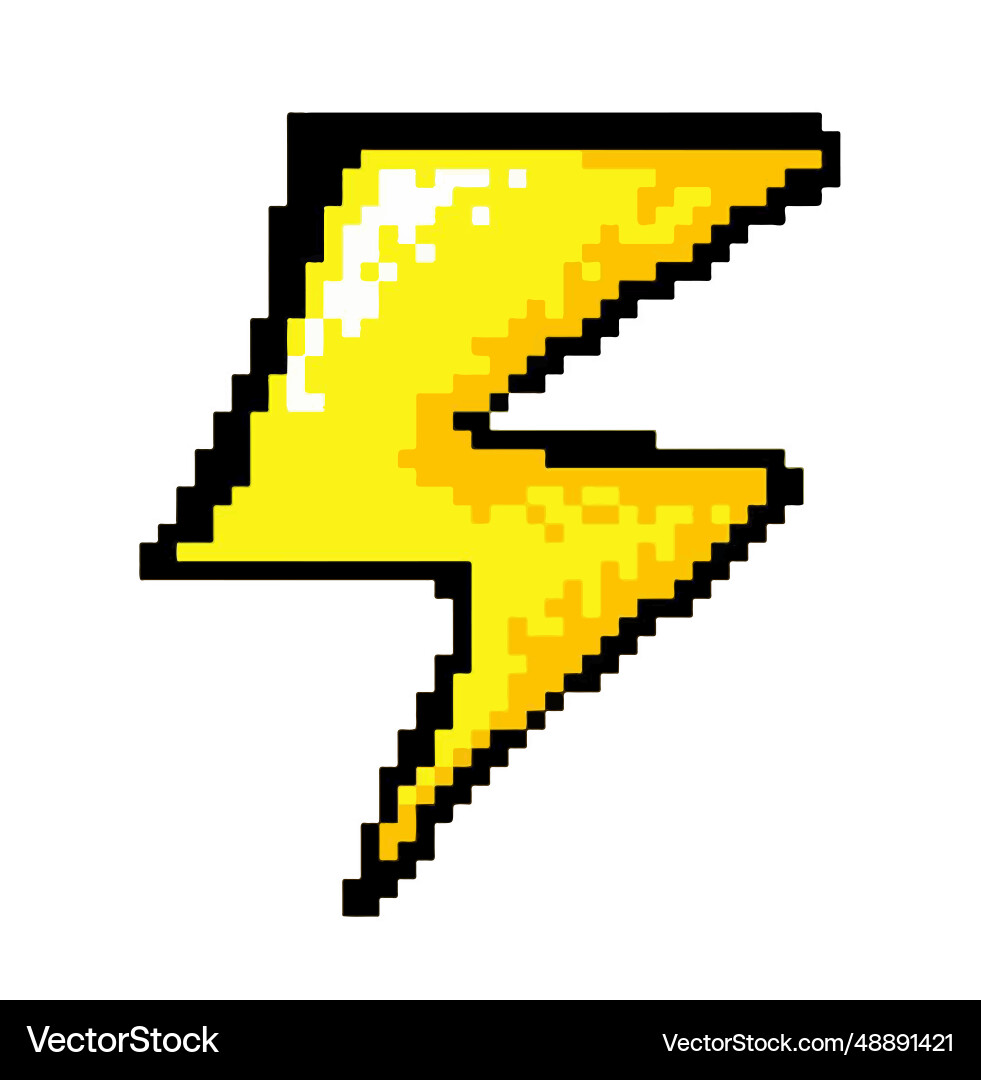 Lightning pixel art gaming item game Lightning pixel art gaming item game vector image