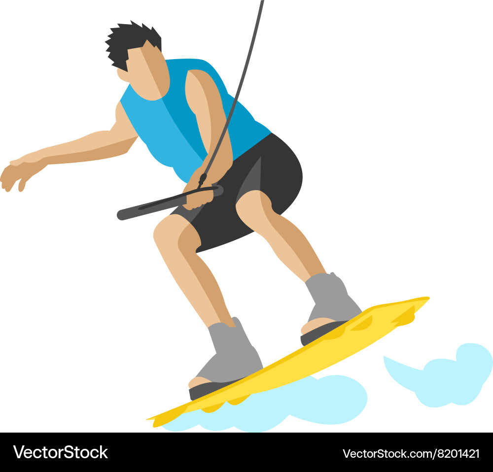 Man wakeboarding in action summer fun hobby – Royalty-Free Vector |  VectorStock, image size:1000x958