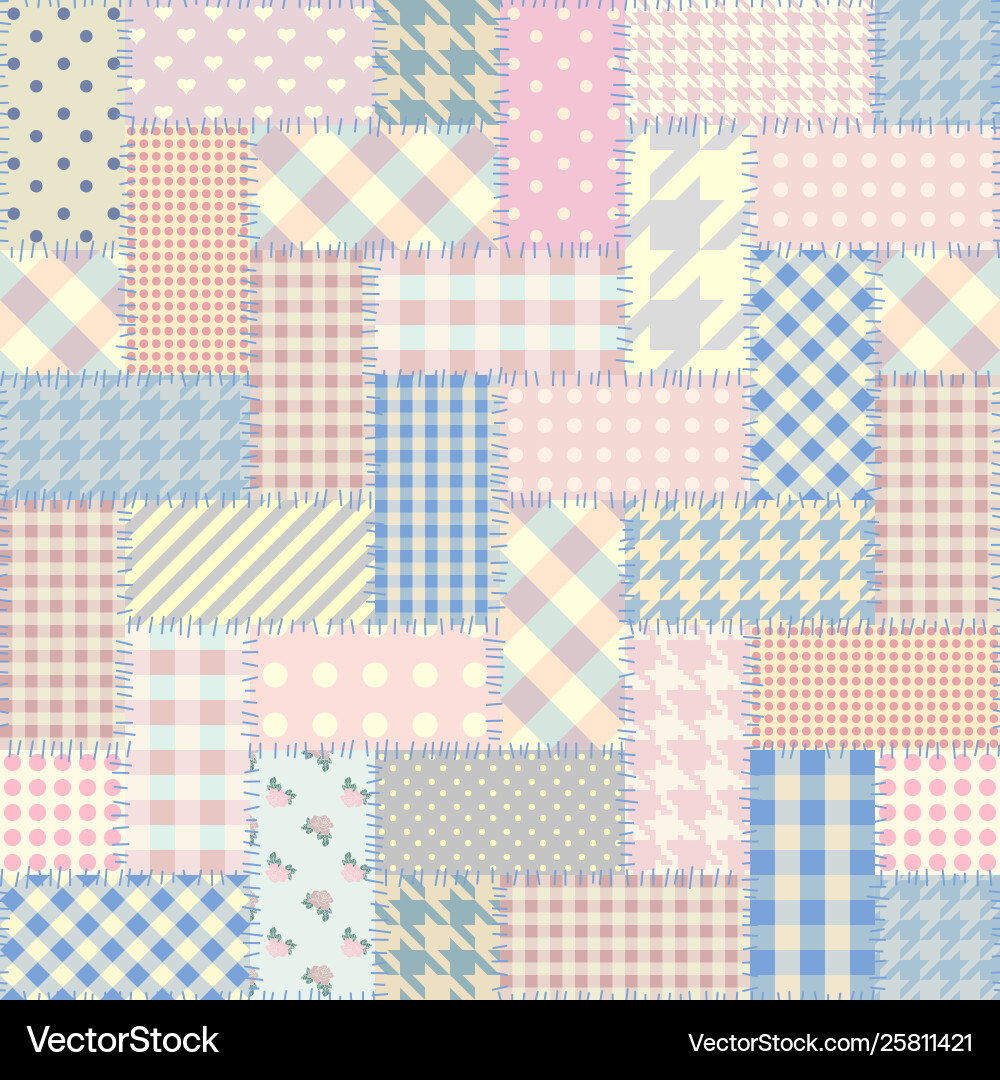 Patchwork textile pattern seamless quilting Vector Image