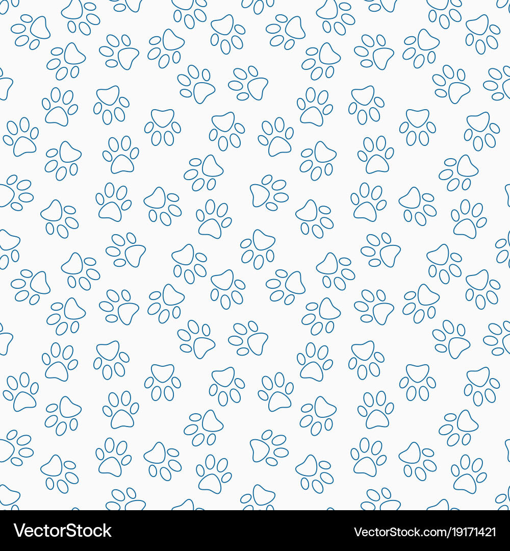Paw print line seamless pattern vector image
