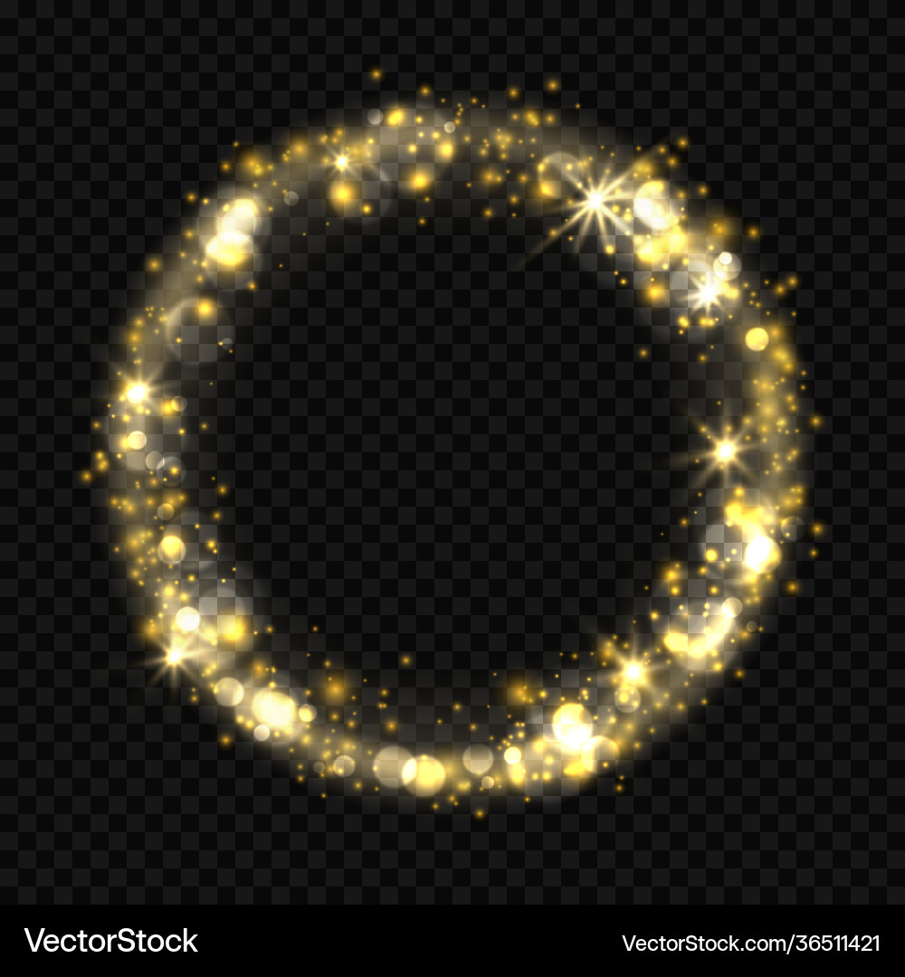 Round shiny starburst effect with sparkles bokeh vector image