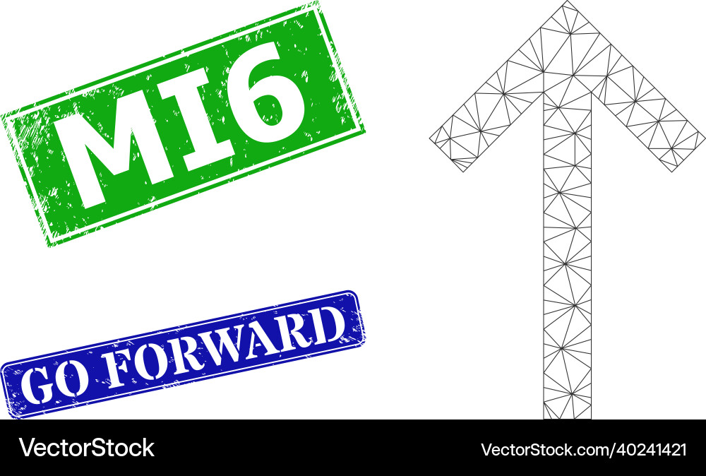Scratched mi6 imprints and polygonal mesh up arrow Scratched mi6 imprints and polygonal mesh up arrow Vector Image