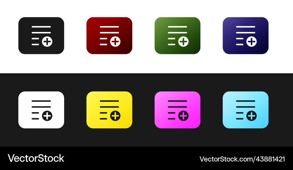 Set add to playlist icon isolated on black Set add to playlist icon isolated on black vector image