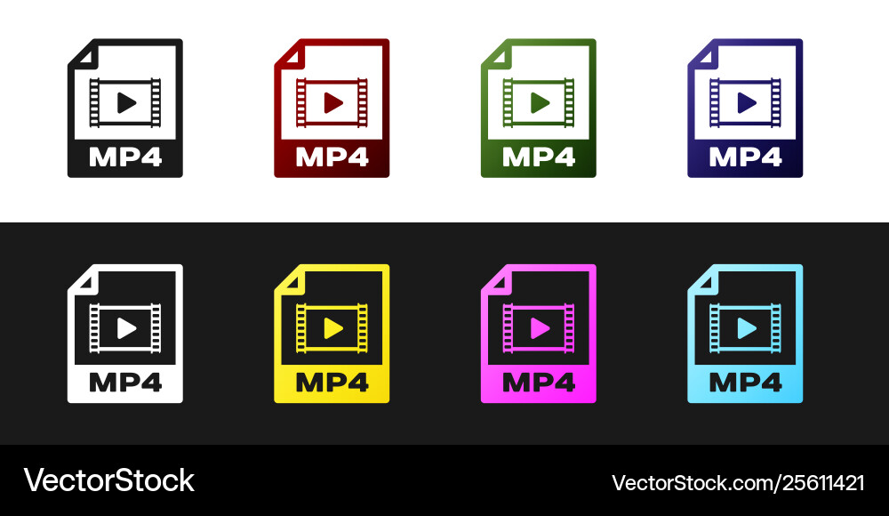 Set mp4 file document icon download button Set mp4 file document icon download button Vector Image