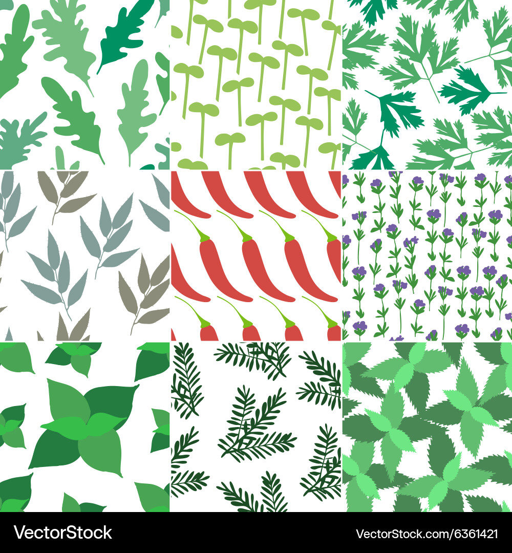 Set of 9 seamless hand drawn patterns Vector Image