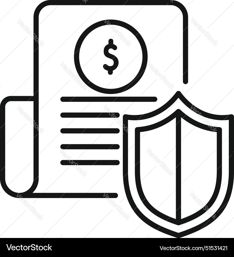 Shield is overlapping a financial document Shield is overlapping a financial document vector image
