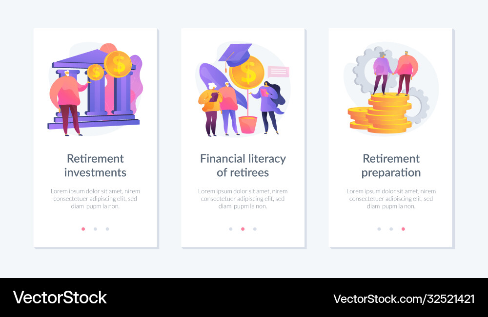 Smart retirement app interface template Smart retirement app interface template vector image