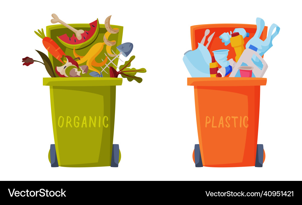 Sorting garbage with dustbin full of recycle trash Sorting garbage with dustbin full of recycle trash vector image