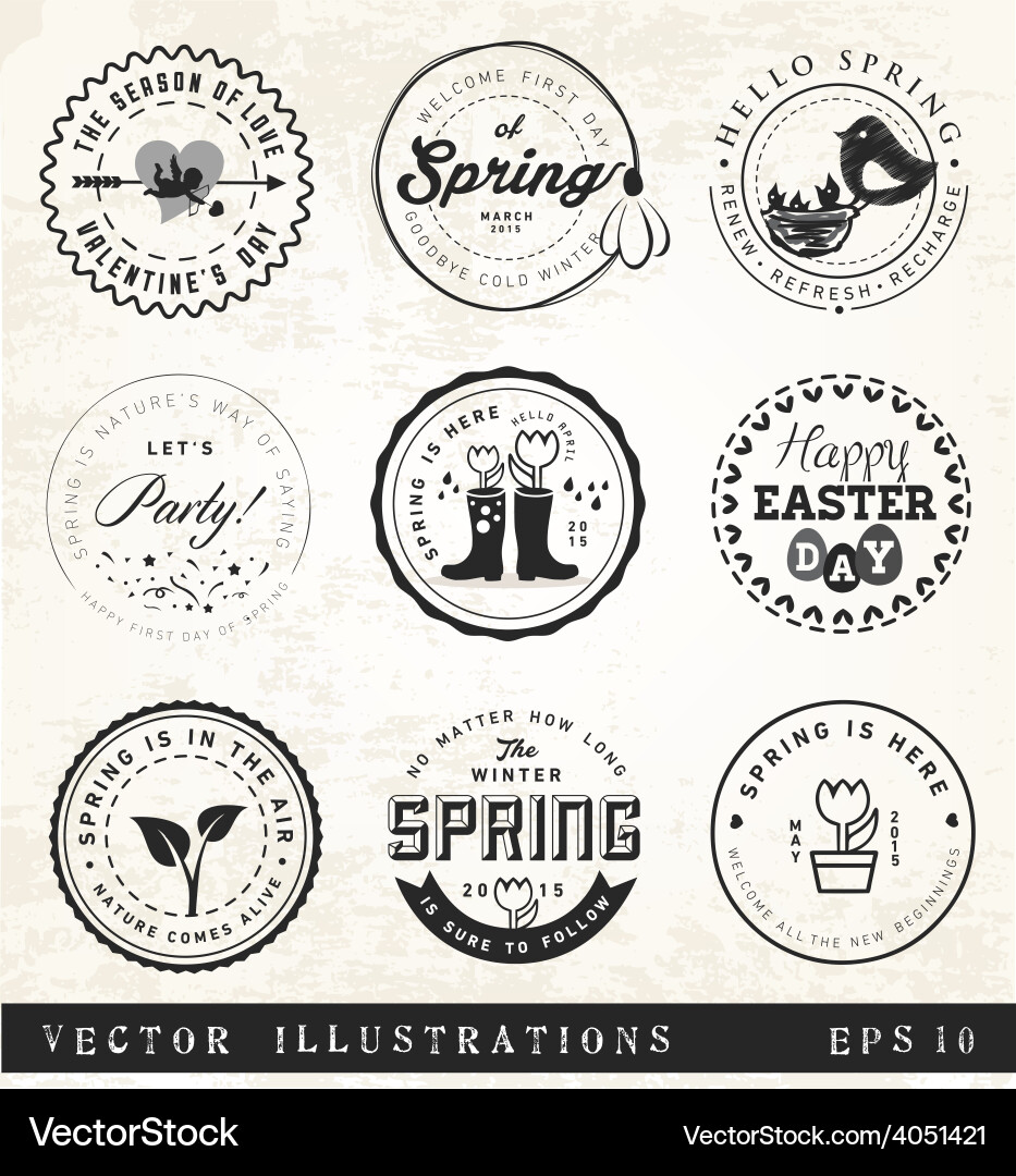 Spring badges and typography elements Vector Image
