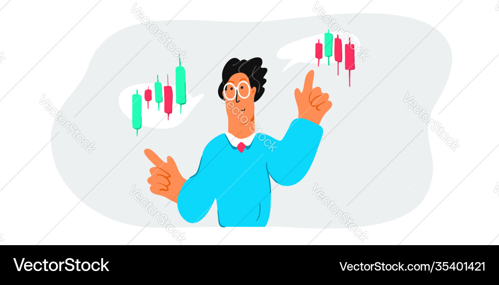 Stock Trader Analyzing Chart vector image